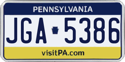 PA license plate JGA5386