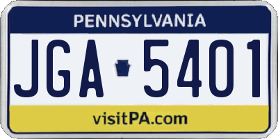 PA license plate JGA5401