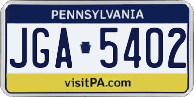 PA license plate JGA5402