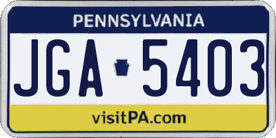 PA license plate JGA5403