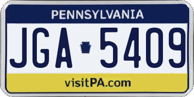 PA license plate JGA5409