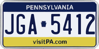 PA license plate JGA5412