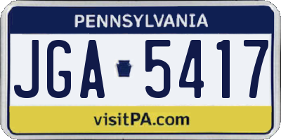 PA license plate JGA5417