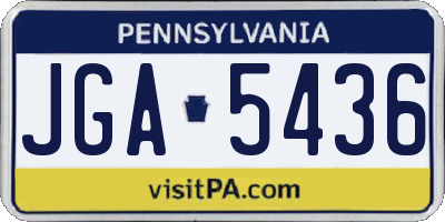 PA license plate JGA5436