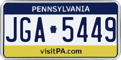 PA license plate JGA5449