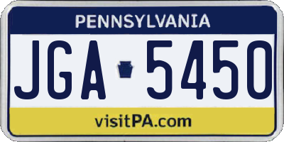 PA license plate JGA5450