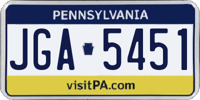 PA license plate JGA5451