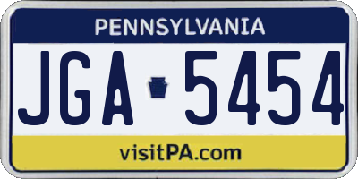 PA license plate JGA5454
