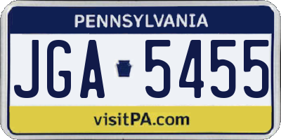 PA license plate JGA5455
