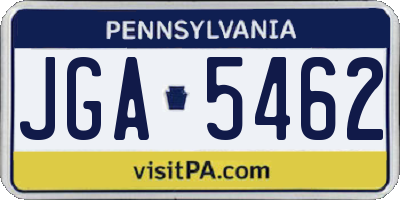 PA license plate JGA5462