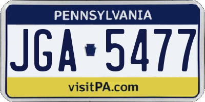 PA license plate JGA5477