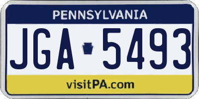 PA license plate JGA5493