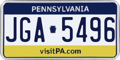 PA license plate JGA5496