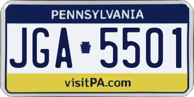 PA license plate JGA5501