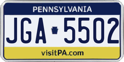 PA license plate JGA5502