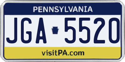 PA license plate JGA5520