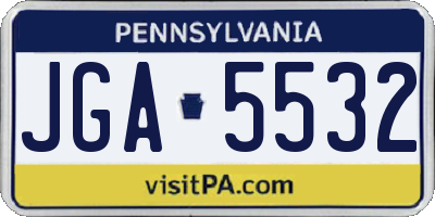 PA license plate JGA5532