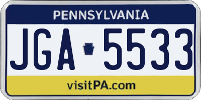 PA license plate JGA5533