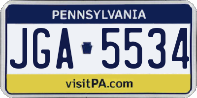 PA license plate JGA5534