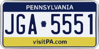 PA license plate JGA5551