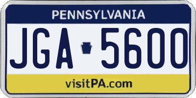 PA license plate JGA5600