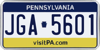 PA license plate JGA5601