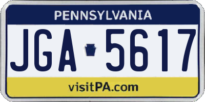 PA license plate JGA5617