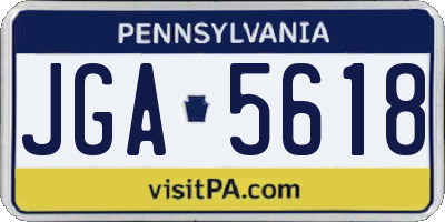 PA license plate JGA5618