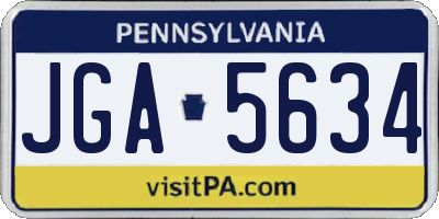 PA license plate JGA5634