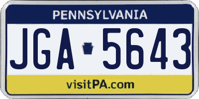 PA license plate JGA5643