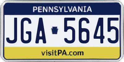 PA license plate JGA5645
