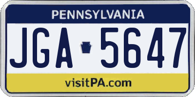 PA license plate JGA5647