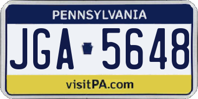 PA license plate JGA5648