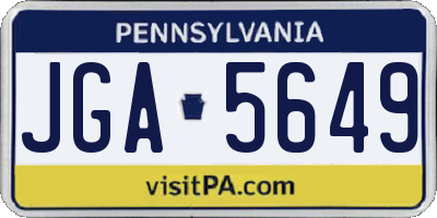 PA license plate JGA5649