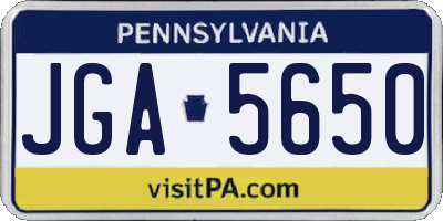 PA license plate JGA5650