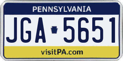 PA license plate JGA5651