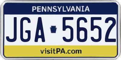 PA license plate JGA5652