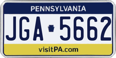 PA license plate JGA5662