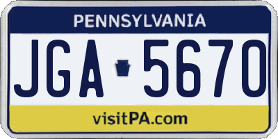 PA license plate JGA5670