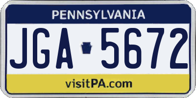 PA license plate JGA5672