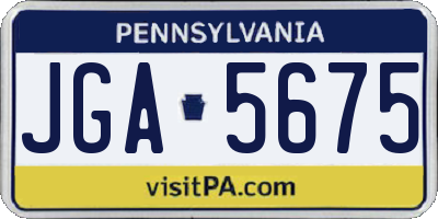 PA license plate JGA5675