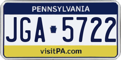 PA license plate JGA5722