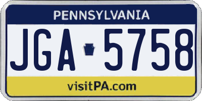 PA license plate JGA5758