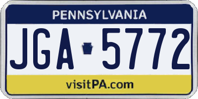 PA license plate JGA5772