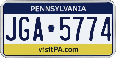PA license plate JGA5774