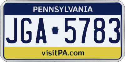 PA license plate JGA5783