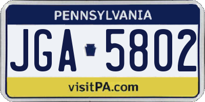 PA license plate JGA5802