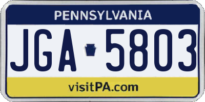 PA license plate JGA5803