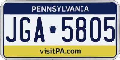 PA license plate JGA5805