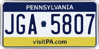 PA license plate JGA5807